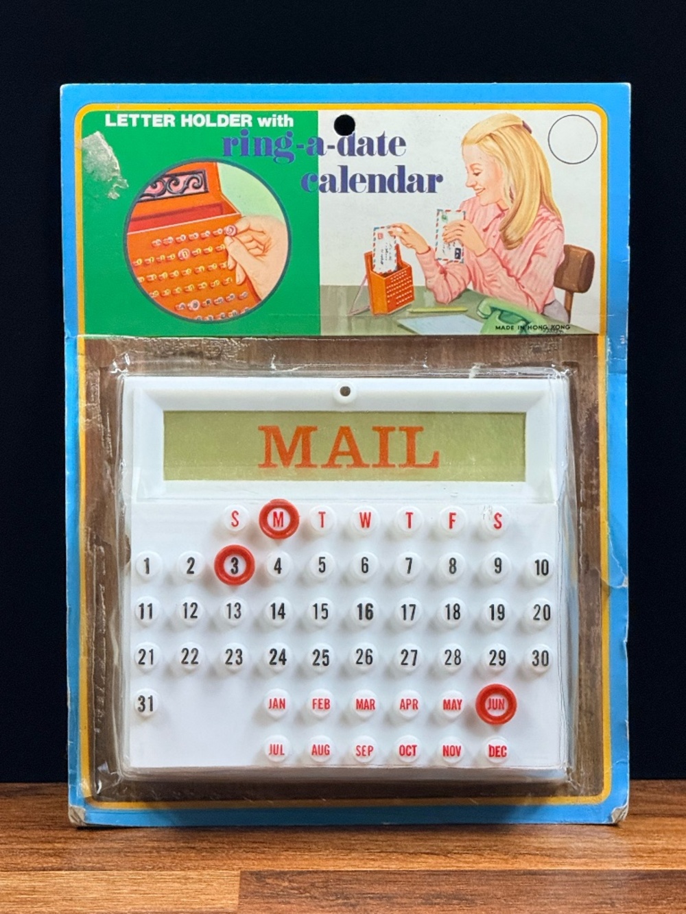 Vintage Letter Holder with Ring-A-Date Calendar